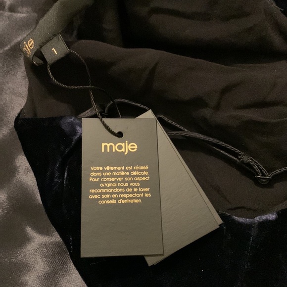 Maje Ryck velvet and satin navy slip dress - Picture 12 of 13